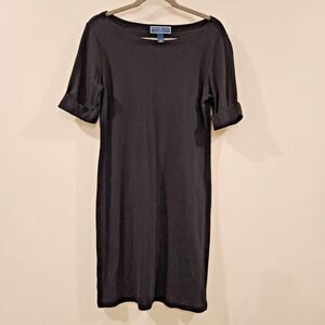 Karen Scott Sport Women's Dress Size Small Black Short Cuffed Sleeve Shift Knit
